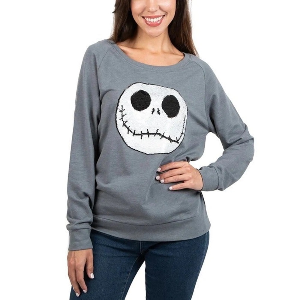 NWOT Disney The Nightmare Before Christmas Jack Skellington sequin pullover L